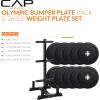 imageCAP Barbell 2Inch Olympic Bumper Plate Weight Set with 6 Post Rack  100370 lbs  Multiple OptionsPRO