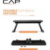 imageCAP Barbell Foldable Flat Weight Bench  Folding Workout Bench with Steel Frame Thick BoxStitched Padding ampamp 600 LB Capacity  Compact Home Gym Strength Training Bench