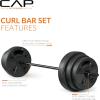 imageCAP Barbell Threaded Barbell Set with 100 LB Cement Grip Plates  47quot Threaded Bar 25LB  15LB  10LB Grip Plates Star Collars Home Gym Weight Set for Strength Training