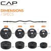 imageCAP Barbell Threaded Curl Bar Set with 50 LB Cement Grip Weight Plates  EZ Curl Bar with Threaded Collars for Strength Training ampamp Home Gym Workouts