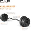imageCAP Barbell Threaded Curl Bar Set with 50 LB Cement Grip Weight Plates  EZ Curl Bar with Threaded Collars for Strength Training ampamp Home Gym Workouts