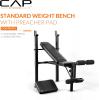 imageCAP Standard Weight Bench with Preacher Pad  Adjustable Bench Press Station with 4 Backrest Positions Leg Developer Steel Frame 500 LB Capacity  Home Gym Strength Training Bench