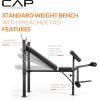 imageCAP Standard Weight Bench with Preacher Pad  Adjustable Bench Press Station with 4 Backrest Positions Leg Developer Steel Frame 500 LB Capacity  Home Gym Strength Training Bench