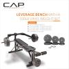 imageCap Leverage Weight Bench with 100 LB Vinyl Weight Set Adjustable Strength Training Bench with Leg Developer MultiPosition Home Gym Bench Press with Vinyl Cement Plates ampamp Spring Collars