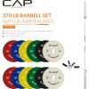 imageCAP Barbell Olympic Weight Set with 7ft Barbell ampamp Bumper Plates  160370 lbs  Multiple OptionsCompetition