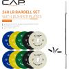 imageCAP Barbell Olympic Weight Set with 7ft Barbell ampamp Bumper Plates  160370 lbs  Multiple OptionsCompetition
