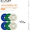 imageCAP Barbell Olympic Weight Set with 7ft Barbell ampamp Bumper Plates  160370 lbs  Multiple OptionsCompetition