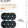 imageCAP Barbell Olympic Weight Set with 7ft Barbell ampamp Bumper Plates  160370 lbs  Multiple OptionsEconomy  Speckled