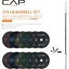 imageCAP Barbell Olympic Weight Set with 7ft Barbell ampamp Bumper Plates  160370 lbs  Multiple OptionsEconomy  Speckled