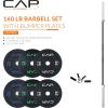 imageCAP Barbell Olympic Weight Set with 7ft Barbell ampamp Bumper Plates  160370 lbs  Multiple OptionsEconomy