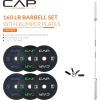imageCAP Barbell Olympic Weight Set with 7ft Barbell ampamp Bumper Plates  160370 lbs  Multiple OptionsEconomy