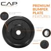 imageCAP Barbell Olympic Weight Set with 7ft Barbell ampamp Bumper Plates  160370 lbs  Multiple OptionsElite