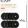 imageCAP Barbell Olympic Weight Set with 7ft Barbell ampamp Bumper Plates  160370 lbs  Multiple OptionsElite