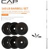 imageCAP Barbell Olympic Weight Set with 7ft Barbell ampamp Bumper Plates  160370 lbs  Multiple OptionsElite