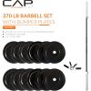 imageCAP Barbell Olympic Weight Set with 7ft Barbell ampamp Bumper Plates  160370 lbs  Multiple OptionsElite