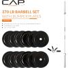 imageCAP Barbell Olympic Weight Set with 7ft Barbell ampamp Bumper Plates  160370 lbs  Multiple OptionsElite