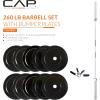 imageCAP Barbell Olympic Weight Set with 7ft Barbell ampamp Bumper Plates  160370 lbs  Multiple OptionsElite