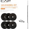 imageCAP Barbell Olympic Weight Set with 7ft Barbell ampamp Bumper Plates  160370 lbs  Multiple OptionsElite