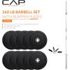 imageCAP Barbell Olympic Weight Set with 7ft Barbell ampamp Bumper Plates  160370 lbs  Multiple OptionsPRO