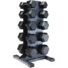 imageCAP Barbell Rubber Coated Hex Dumbbell Set with Vertical Rack  100300 lbs Free Weights Dumbbells Set for Home Gym  Multiple OptionsBlack Handle