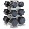 imageCAP Barbell Rubber Coated Hex Dumbbell Set with Vertical Rack  100300 lbs Free Weights Dumbbells Set for Home Gym  Multiple OptionsBlack Handle