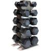 imageCAP Barbell Rubber Coated Hex Dumbbell Set with Vertical Rack  100300 lbs Free Weights Dumbbells Set for Home Gym  Multiple OptionsBlack Handle