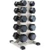 imageCAP Barbell Rubber Coated Hex Dumbbell Set with Vertical Rack  100300 lbs Free Weights Dumbbells Set for Home Gym  Multiple OptionsBlack Handle