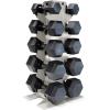 imageCAP Barbell Rubber Coated Hex Dumbbell Set with Vertical Rack  100300 lbs Free Weights Dumbbells Set for Home Gym  Multiple OptionsBlack Handle