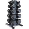 imageCAP Barbell Rubber Coated Hex Dumbbell Set with Vertical Rack  100300 lbs Free Weights Dumbbells Set for Home Gym  Multiple OptionsChrome Handle