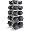 imageCAP Barbell Rubber Coated Hex Dumbbell Set with Vertical Rack  100300 lbs Free Weights Dumbbells Set for Home Gym  Multiple OptionsChrome Handle