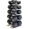 imageCAP Barbell Rubber Coated Hex Dumbbell Set with Vertical Rack  100300 lbs Free Weights Dumbbells Set for Home Gym  Multiple OptionsChrome Handle
