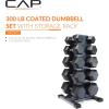 imageCAP Barbell Rubber Coated Hex Dumbbell Set with Vertical Rack  100300 lbs Free Weights Dumbbells Set for Home Gym  Multiple OptionsChrome Handle