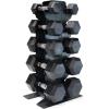 imageCAP Barbell Rubber Coated Hex Dumbbell Set with Vertical Rack  100300 lbs Free Weights Dumbbells Set for Home Gym  Multiple OptionsChrome Handle