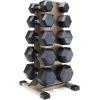 imageCAP Barbell Rubber Coated Hex Dumbbell Set with Vertical Rack  100300 lbs Free Weights Dumbbells Set for Home Gym  Multiple OptionsChrome Handle