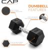 imageCAP Barbell Rubber Coated Hex Dumbbell Set with Vertical Rack  100300 lbs Free Weights Dumbbells Set for Home Gym  Multiple OptionsChrome Handle