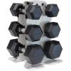 imageCAP Barbell Rubber Coated Hex Dumbbell Set with Vertical Rack  100300 lbs Free Weights Dumbbells Set for Home Gym  Multiple OptionsChrome Handle