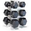 imageCAP Barbell Rubber Coated Hex Dumbbell Set with Vertical Rack  100300 lbs Free Weights Dumbbells Set for Home Gym  Multiple OptionsComfort Handle