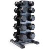 imageCAP Barbell Rubber Coated Hex Dumbbell Set with Vertical Rack  100300 lbs Free Weights Dumbbells Set for Home Gym  Multiple OptionsComfort Handle