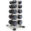 imageCAP Barbell Rubber Coated Hex Dumbbell Set with Vertical Rack  100300 lbs Free Weights Dumbbells Set for Home Gym  Multiple OptionsComfort Handle
