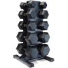 imageCAP Barbell Rubber Coated Hex Dumbbell Set with Vertical Rack  100300 lbs Free Weights Dumbbells Set for Home Gym  Multiple OptionsComfort Handle
