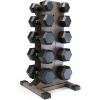 imageCAP Barbell Rubber Coated Hex Dumbbell Set with Vertical Rack  100300 lbs Free Weights Dumbbells Set for Home Gym  Multiple OptionsComfort Handle
