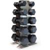 imageCAP Barbell Rubber Coated Hex Dumbbell Set with Vertical Rack  100300 lbs Free Weights Dumbbells Set for Home Gym  Multiple OptionsComfort Handle