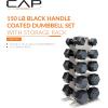 imageCAP Barbell Rubber Coated Hex Dumbbell Set with Vertical Rack  100300 lbs Free Weights Dumbbells Set for Home Gym  Multiple OptionsComfort Handle