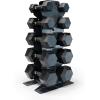 imageCAP Barbell Rubber Coated Hex Dumbbell Set with Vertical Rack  100300 lbs Free Weights Dumbbells Set for Home Gym  Multiple OptionsComfort Handle