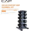 imageCAP Barbell Rubber Coated Hex Dumbbell Set with Vertical Rack  100300 lbs Free Weights Dumbbells Set for Home Gym  Multiple OptionsComfort Handle