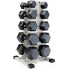 imageCAP Barbell Rubber Coated Hex Dumbbell Set with Vertical Rack  100300 lbs Free Weights Dumbbells Set for Home Gym  Multiple OptionsComfort Handle