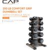 imageCAP Barbell Rubber Coated Hex Dumbbell Set with Vertical Rack  100300 lbs Free Weights Dumbbells Set for Home Gym  Multiple OptionsComfort Handle