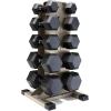 imageCAP Barbell Rubber Coated Hex Dumbbell Set with Vertical Rack  100300 lbs Free Weights Dumbbells Set for Home Gym  Multiple OptionsComfort Handle