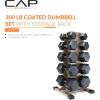 imageCAP Barbell Rubber Coated Hex Dumbbell Set with Vertical Rack  100300 lbs Free Weights Dumbbells Set for Home Gym  Multiple OptionsComfort Handle
