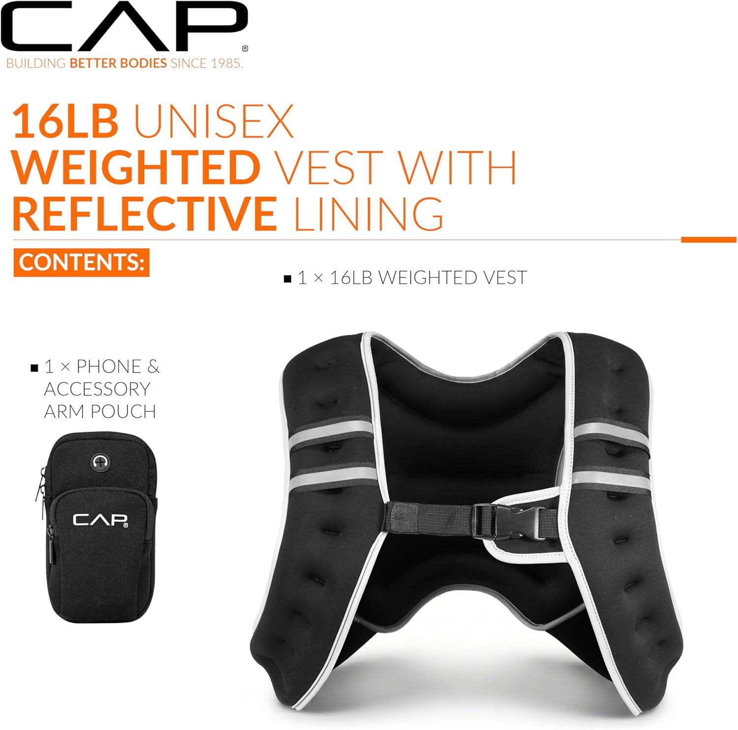 imageCAP Weighted Vest  8lb 30lbs  Reflective Workout Vest for Walking Running Cardio Strength Training  Multiple ColorsBlack